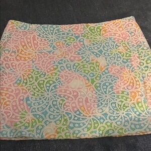 Lilly Pulitzer Pastel Lace-Overlay Mini Skirt in Cream, Pink, Blue & Green